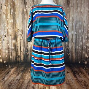 Emma And Michele Dress Women’s Size 10 Tie Waist Striped  Knee Length Multicolor